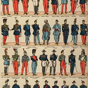 Uniforms of the French military (coloured engraving)