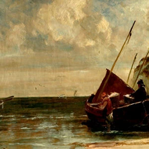 Unloading the Catch (oil on canvas)