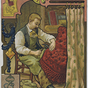 The upholsterer, c. 1900 (colour litho)