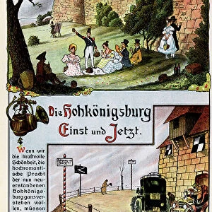 The Upper Koenigsbourg in the Vosges and its inauguration; The castle before and after its reconstruction, 1908, Private Collection