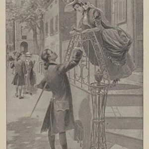 Upper Wall Street, New York, in 1783 (litho)