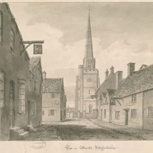 Uttoxeter Town - Street View: sepia drawing, 1839 (drawing)