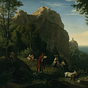 Valley by Amalfi with a view over Salerno Bay (oil on canvas)