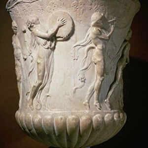 Vase with the cortege of Dionysus, bas relief (marble)