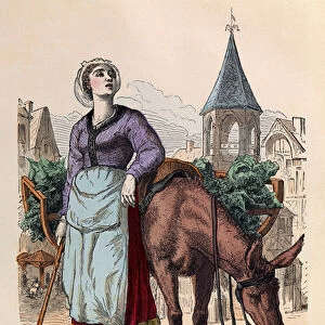 A vegetable merchant in Paris in the 16th century - Vegetable seller