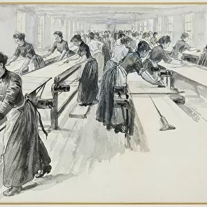 Velveteen Cutting at Platts Works, Warrington, 1893-94 (w/c gouache on paper)