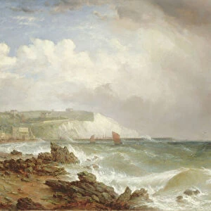 Ventnor, Isle of Wight, from the Beach, Approaching Squall (oil on canvas)