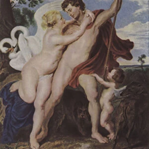 Venus and Adonis (colour litho)