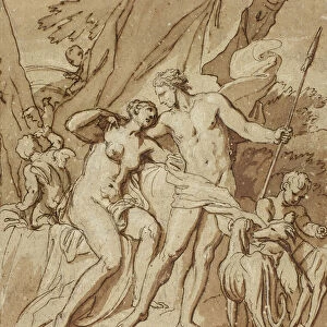 Venus and Adonis (pen & brown ink, with brush & brown wash & black chalk