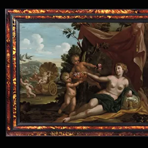 Venus and Cupid, c. 1692-1705 (oil on glass, tortoiseshell & ebony)