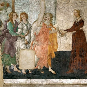 Venus and the Three Graces offering presents to a young girl, 1484-86 (fresco)