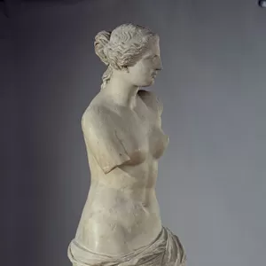 The Venus de Milo Sculpture depicting Aphrodite in marble. 100 BC. Sun 2. 02 m