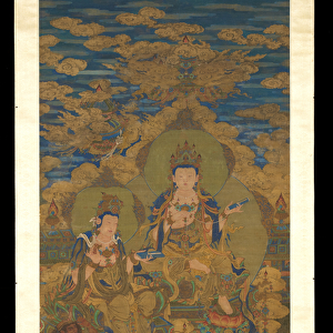 Two versions of bodhisattva Guanyin, c. 1750 (ink & colour on silk)