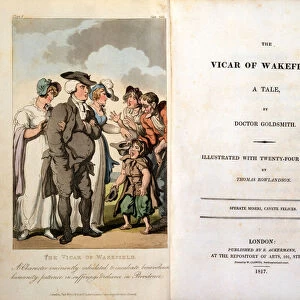 Vicar of Wakefield by Oliver Goldsmith, Frontispiece, 1817 (colour litho)