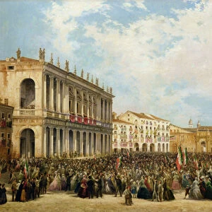 Victor Emmanuel II shows himself to the people of Vicenza from the balcony of Palazzo Chiericati