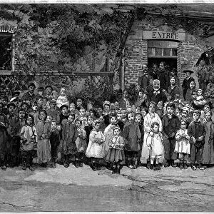 Victor Hugo (1802-1885) with the poor children of Veules en Caux (Veules-en-Caux