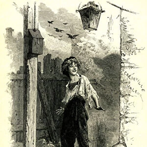 Victor Hugo: Les Miserables. Gavroche, kid from Paris. Illustration by Emile Bayard
