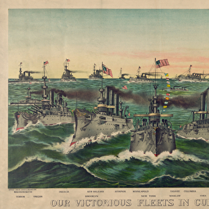 Our Victorious Fleets in Cuban Waters, pub. 1898 (colour litho)