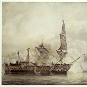The "Victory"has Trafalgar between two French ships (1805)