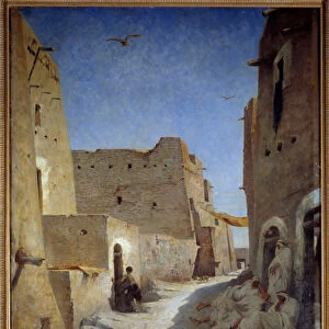 View of Bab el Gharbi Street in Laghouat in Algeria Painting by Eugene Fromentin