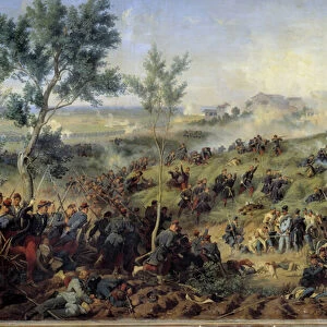 View of the Battle of Montebello di Casteggio, 20 / 05 / 1859 France wins the Austrian army