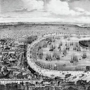 View of Bordeaux (France) from telegraph, engraving by Constant after Philippe, 19th century