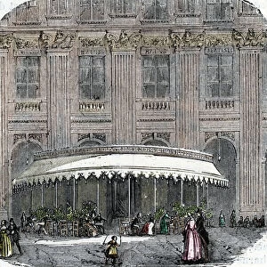 View of the cafe de la Rotonde at the Palais-Royal in Paris around 1860