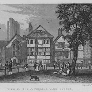 View in the Cathedral Yard, Exeter (engraving)