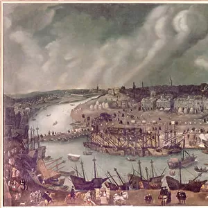View of the city of Seville (Spain), 16th century (oil on canvas)