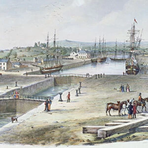 View of the Dock, Newport, Monmouthshire, 1842 (colour litho)