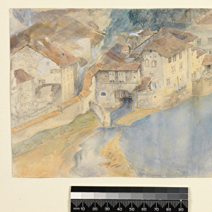 View of Fribourg, Switzerland, c. 1854 (pencil, pen & ink and gouache on paper)