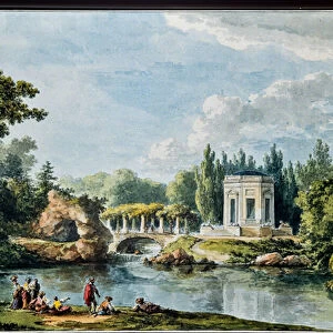 View of the garden, from L Album de Marie Antoinette. Vues et plans du Petit Trianon a Versailles, 1781 (w / c, pen &ink)