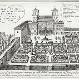 View of the Gardens and Palace of the Grand Duke of Tuscany, Rome (litho)