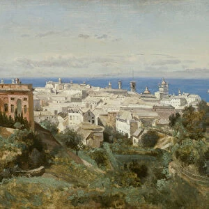 View of Genoa, 1834 (oil on paper mounted on canvas)