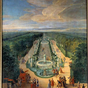 View of the grove of the Galerie des Antiques in the gardens of Versailles Painting by