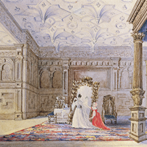 View of the inlaid chamber, Sizergh Castle, Cumbria, c. 1840 (w / c)