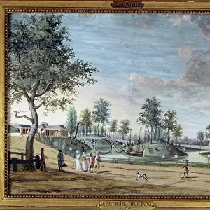 View of the Iron Bridge in the Parc du Raincy, 18th century (gouache)