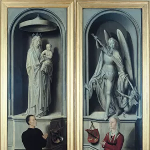 View of The Last Judgement with its panels closed, depicting the donors