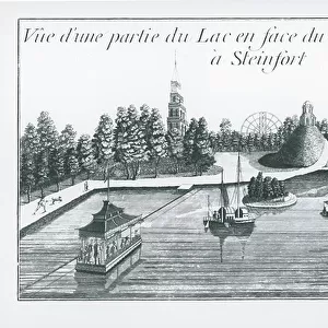 View of part of the lake in front of the Egyptian Belvedere at Steinfort, from Jardins Anglo-Chinois de la Mode by George Louis Le Rouge, published 1776-90 (engraving) (b/w photo)