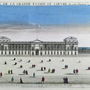 View of the large facade of the Louvre from the Orient side, Perault