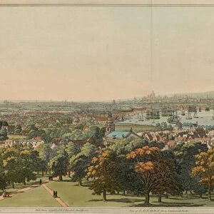 View of London from Greenwich Park (coloured engraving)