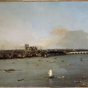 View of London and the Thames in the 18th century Painting by Antonio Canal known as