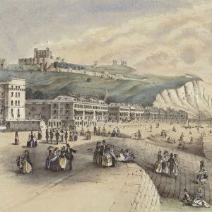 View of the Marine Parade and Castle, Dover (coloured engraving)