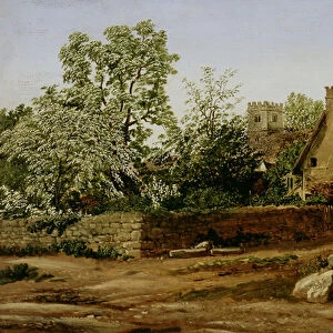 View of Marston, near Oxford (oil on millboard)
