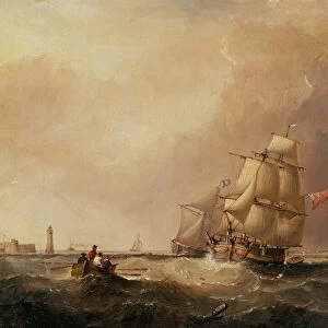 A View of Mersey Harbour and a View of Shipping Off Douglas, Isle of Man (oil on panel)