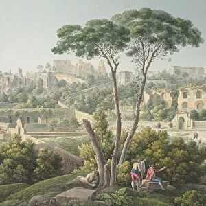 View of the Palatine Hill in Rome, with the ruins of the Palace of the Cesars in