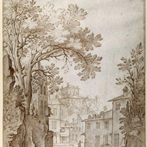 View of the Palazzo Quirinale, 1602 (pen & brown ink with brown wash on white paper)