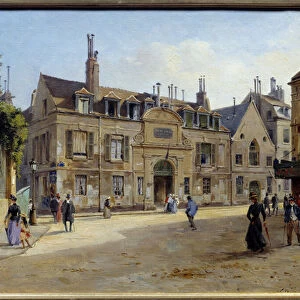 View of the former Pie hospital in the rue Lacepede in Paris Painting by Victor Dargaud