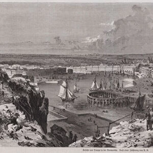 View of the port of Dieppe, Normandy, France (engraving)