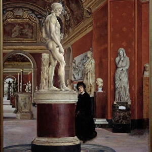 View of the rotunda of Mars and the mecene room at the Louvre. Painting by Alphonse Hirsch (1843-1884), 1880. Oil on canvas. Dim: 1 x 0, 73m. - View of the Mars-Rotunda and the Hall of Mecenas at the Louvre